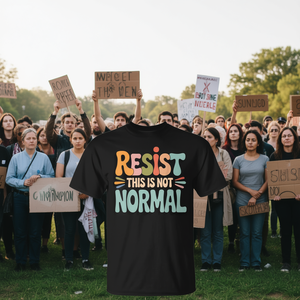 Camiseta Unisex para Adultos con Estampado Serigrafiado 'Resist This Is Not Normal', Cuello Redondo, Manga Corta, para Uso Promocional, Talla Mediana - Product Image 3