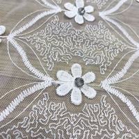 Tissu de rideau transparent brodé, broderie en relief 3D, vente en gros, ignifuge, taille personnalisée pour projets hôteliers
