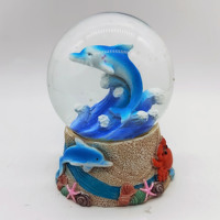 Globe à eau 3D personnalisé avec logo en résine, thème plage, hippocampe, lion de mer, flamant rose, coquillage, pour décoration intérieure, cadeau de vacances