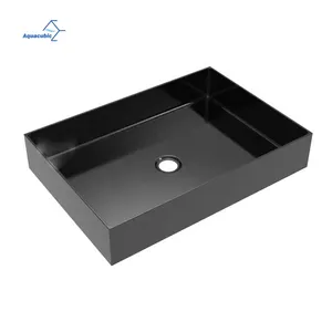 Factory Direct Rectangle Stainless Steel Bathroom Sinks Vanity Hand Wash Basin Single Bowl Sinks