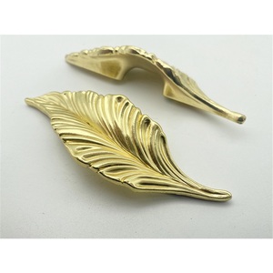 Popular Zinc Alloy Modern Bronze Bright Silver <b>Black</b> Leaves Symmetrical Cabinet Door Drawer Handle Lightweight - Product Image 5