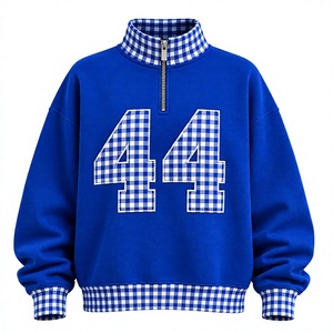 <b>Women</b> <b>Quarter</b> <b>Zip</b> Hoodie Embroidered Plaid <b>Sweatshirt</b> Soft Fleece Pullover Casual Daily Wear - Product Image 4