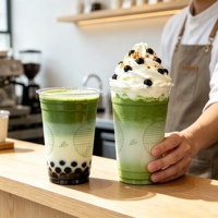 Gobelet en plastique PET de 12 oz et 16 oz avec couvercle, recyclable, pour smoothies, jus, bubble tea, café à emporter, fournitures de vente au détail