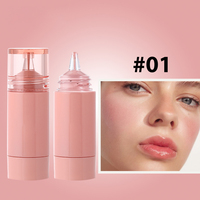Tube de blush liquide végétalien à bouton-poussoir pour marque privée, 6 teintes, blush multi-usages et teinte à lèvres, logo personnalisé, cosmétiques