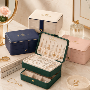 Portable PU Jewelry <b>Storage</b> Box with Multi Layer Compartments for <b>Rings</b> Earrings Necklace Travel Organizer and jewelry <b>storage</b> - Product Image 1