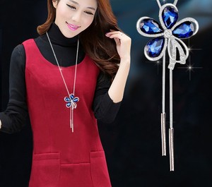 Оптовая Продажа модного Цветочного Ожерелья женщин Стразы Длинная цепочка ожерелье - Product Image 3