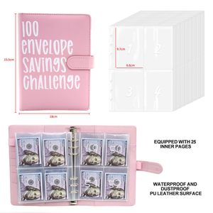 Planificador de presupuesto financiero de cuero PU de calidad superior, sobres en efectivo de 100 días, Desafíos de <span class=keywords><strong>ahorro</strong></span>, planificación de libros para ahorrar $5050 - Product Image 1