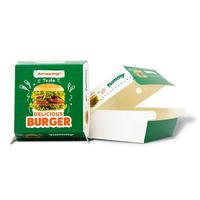 Caja con Logotipo Impreso Personalizado con Diferentes Colores, Caja de Embalaje de Alimentos Desechable, Caja de Hamburguesas de Papel Kraft Compostable Ecológica
