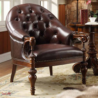 Fauteuil lounge individuel en bois, fauteuil lounge en cuir pour balcon, fauteuil lounge pour salon, chaise élégante pour visiteurs de bureau