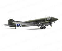 Kit de modèle d'avion DC3 en alliage moulé sous pression à l'échelle 1/100 unisexe C-47 jouet pour enfants avec roues pour jeu de chasse