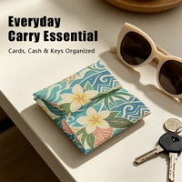 Porte-cartes pliable personnalisé avec imprimé floral Hibiscus des Fidji en PU pour cartes, pièces de monnaie et espèces