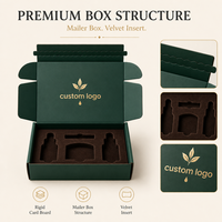 Coffret cadeau Gotop Skincare, écologique, vert forêt, avec bordure perforée festonnée et insert en velours personnalisé pour les ensembles et les cadeaux