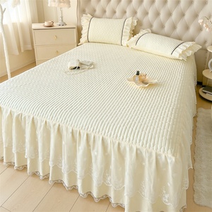 Nueva Llegada: Cubrecama Princesa con Volantes Románticos, 400 Hilos, 100% Algodón, Acolchado con Encaje, para Uso Doméstico, Sábana y Falda de <span class=keywords><strong>Cama</strong></span> - Product Image 4