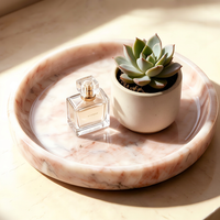 Plateau à thé rond de luxe en marbre naturel avec rainures sculptées pour usage domestique moderne, hospitalier et tables basses – Design graphique