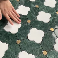 2024 nouveauté luxe décoration de la maison vert et beige mélange carreaux de verre mosaïque pour cuisine salle de bain