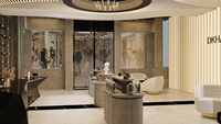 Vitrine de présentation de parfums et de maquillage Retron personnalisée avec logo, verrouillable, étanche, recyclable, façade en verre, éclairage LED, revêtement en poudre