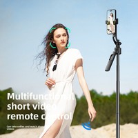 Perche à selfie télescopique en alliage d'aluminium C17 Cloud-mount avec suivi gestuel du visage, lumière d'appoint et télécommande pour l'image