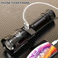 Linterna LED Láser Blanca Recargable de 1000 Lúmenes con Función de Zoom, Linterna Portátil de ABS para Emergencias al Aire Libre y Pesca