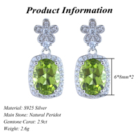 Fabrik-Großhandel Rhodium-Plattierte 925 Sterling Silber Oval Geschliffene Verschiedene Arten von Natürlichen Edelsteinen Tropfen-Ohrringe für Frauen Geschenk