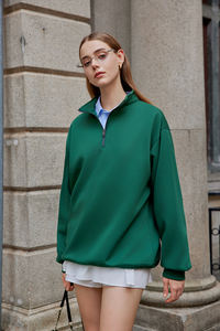 メンズハーフジップスタンド襟スウェットシャツ秋冬カジュアル & アウトドアウェア用ルーズフィットフリースプルオーバー - Product Image 4