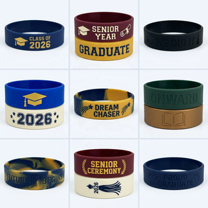 สายรัดข้อมือซิลิโคนแบบนูนลาย พร้อมหมึกพิมพ์ สำหรับงานรับปริญญาของวิทยาลัย/มหาวิทยาลัย  โลโก้มาสคอตโรงเรียนแบบกำหนดเอง จำนวนมาก สำหรับพิธีสำเร็จการศึกษาปี 2026 - Product Image 1
