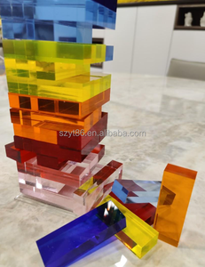 Ensemble de blocs transparents en acrylique transparent brun tourbillonnant de haute qualité personnalisé avec jeu de tour de blocs qui s'effondre - Product Image 4