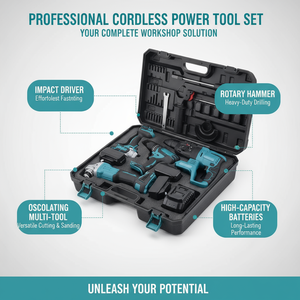 Ensemble professionnel de 4 outils de perçage à percussion sans fil rechargeables, perceuse-visseuse électrique portable - Product Image 4