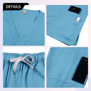 Unisex Scrub Set Moisture Wicking V-Neck Short Sleeve Hospital Uniforms Split Set For Medical Nursing Workwear - Product Image 2