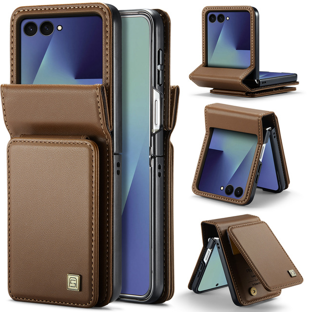 For Samsung Z Flip 8 Phone Case Card Slot Wallet Stand Support Picture Frame Faux Leather Galaxy Z Flip 7 6 5