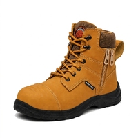 Bottes de travail montantes AIMVVSEC à embout d'acier, lacets et fermeture éclair latérale, en cuir nubuck, semelle en caoutchouc pour la construction, l'usine et l'exploitation minière
