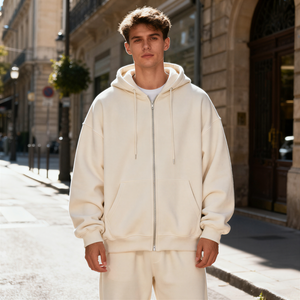 TKAN361 Fabricant Vente en gros de sweats à capuche surdimensionnés en coton éponge français pour hommes sweat à capuche zippé imprimé de logo personnalisé pour homme - Product Image 1