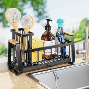 304 Stainless Steel <b>Kitchen</b> Sink Organizer Set Sink Caddy with Rag Dry SINK SPONGE HOLDER - Product Image 1