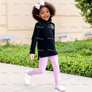 Vestiti per bambini vestiti per ragazze Legging set di cotone monogramma moda per bambini quarto di Zip tuta - Product Image 1