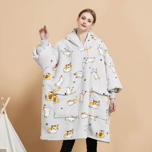 Bán Nóng Sherpa Trùm Đầu Chăn Ngoài Trời Mùa Đông Quá Khổ Thoải Mái Mềm Áo Người Lớn Mặc <span class=keywords><strong>Fleece</strong></span> Hoodie Chăn - Product Image 5