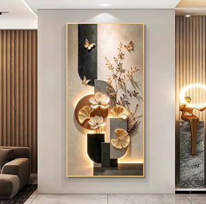 Peinture décorative moderne de luxe léger pour couloir, avec cadre doré, design abstrait, <span class=keywords><strong>art</strong></span> mural pour la maison - Product Image 4
