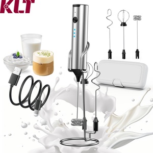 Custom <b>Usb</b> Electric Milk Frother Rechargeable Milk Frother Stainless Steel Coffee Frother with 3 <b>Mixers</b> 3 Speeds - Product Image 1