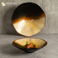 Bol à salade en céramique brune de style japonais, ensemble de bols profonds ronds en porcelaine pour la restauration et l'hôtellerie