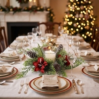 Weihnachtliche Kiefern-Kerzenringe und -Kränze, Mini-Kiefernkerzenhalter-Girlande für Weihnachten, Feiertage, Kirche, Zuhause und Tischdekoration