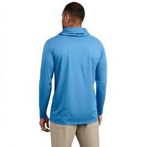 Camiseta Deportiva de Manga Larga con Capucha para Hombre, Color Gris Sólido, Corte Ajustado - Product Image 2