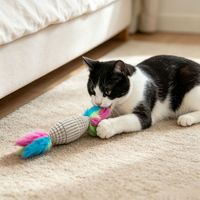 Jouet interactif pour chat en papier ondulé écologique, bâtonnet en peluche pour chat, jouet à mâcher, à gratter, pour l'entraînement