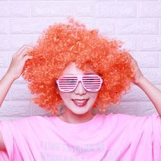 Parrucche con la testa di bomba arancione Jumbo Party tessuto a Pogle parrucca abbagliante per le occasioni Festive - Product Image 1