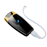 Briquet à double arc coupe-vent rechargeable USB en métal, sensible au toucher, nouveau modèle populaire, accessoires pour fumeurs, vente en gros