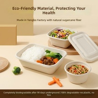Boîte alimentaire jetable personnalisée en bagasse, écologique, non toxique, biodégradable et compostable, type clamshell, pour plats à emporter