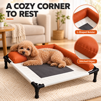 Lit surélevé pour chien avec rebord en L, en cuir PU et tissu Oxford, design tendance pour grands chiens, respirant et confortable
