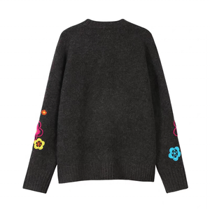 Maglione Girocollo Personalizzato ODM 100% Lana con Ricamo Coniglio - Maglieria OEM con <span class=keywords><strong>Motivi</strong></span> Forestali Unici, Nessun Infrangimento del Diritto d'Autore - Product Image 2