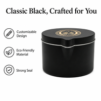 Boîte en métal ronde noire personnalisée avec bec verseur pour l'emballage et le stockage en gros de matcha, de thé vert en poudre et de grains de café