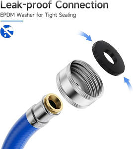 Tuyaux universels anti-éclatement pour machine à laver, eau chaude et froide, lot de 2, en caoutchouc, avec raccords filetés de 3/4 pouces - Product Image 3