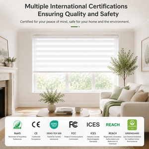Tende <span class=keywords><strong>a</strong></span> <span class=keywords><strong>Rullo</strong></span> <span class=keywords><strong>Zebra</strong></span> Orizzontali Automatiche di Lusso, Oscuranti e Ignifughe per Finestre Francesi, Modello Giorno e Notte - Product Image 2