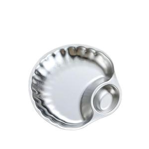 Assiette Coréenne en Acier Inoxydable <span class=keywords><strong>à</strong></span> Compartiments avec Récipient <span class=keywords><strong>à</strong></span> Sauce, Forme Coquillage Or et Argent pour Raviolis, Frites, Fruits <span class=keywords><strong>de</strong></span> <span class=keywords><strong>Mer</strong></span> et Apéritifs - Product Image 5