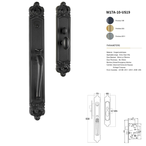 Cerradura de Puerta Doble de Cobre Estilo Europeo Retro Bronce para Puerta de Madera Maciza con Manija - Product Image 1